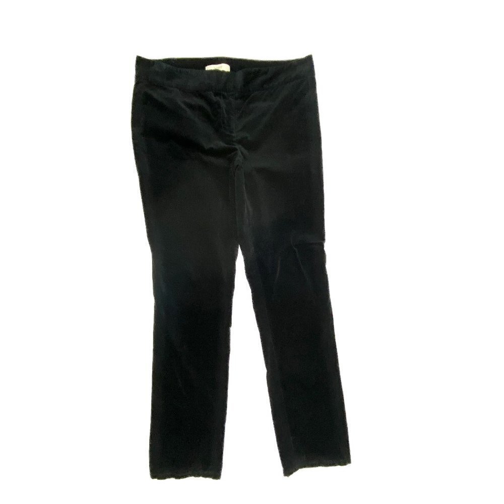 LOFT Chino Velvet Pants Women 10 Black Marisa Slim Straight Leg Mid Rise